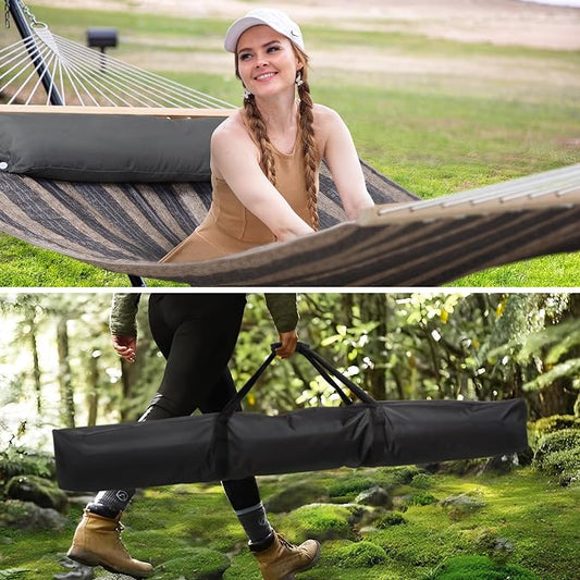 SUNCREAT Portable Hammock with Stand, Two Person Hammock with Portable Stand, Heavy Duty Hammock Storage Bag