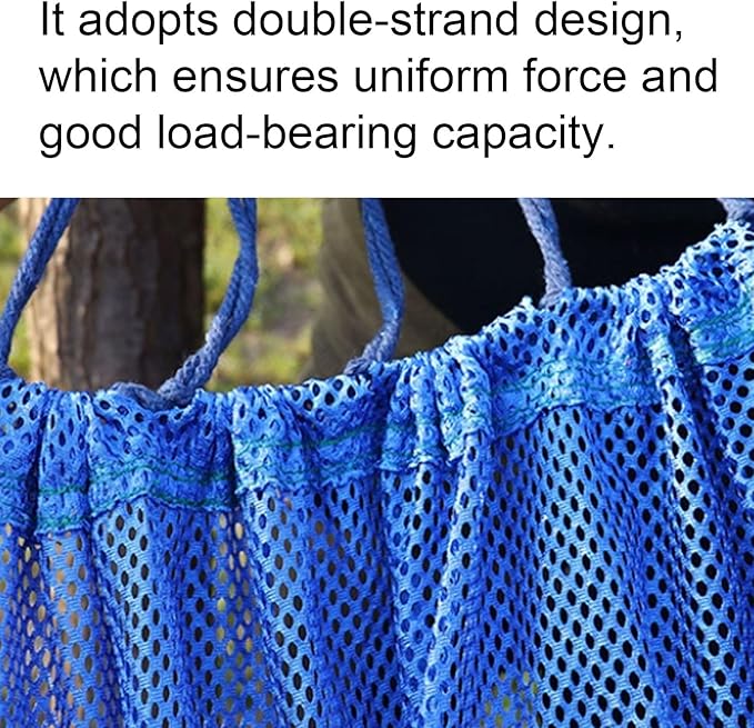 Portable Rayon Rope Hammock Multi-Purpose Outdoor Camping Mesh Breathable Portable Sturdy Hammock Comfortable(Blue)