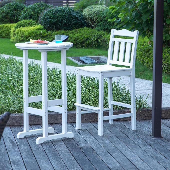 nalone 40" Outdoor Bar Table, All Weather HDPE Bar Height Patio Table Counter Round Patio Cocktail Bar Tables, Tall Bistro Pub Table for Deck, Porch, Backyard, Garden