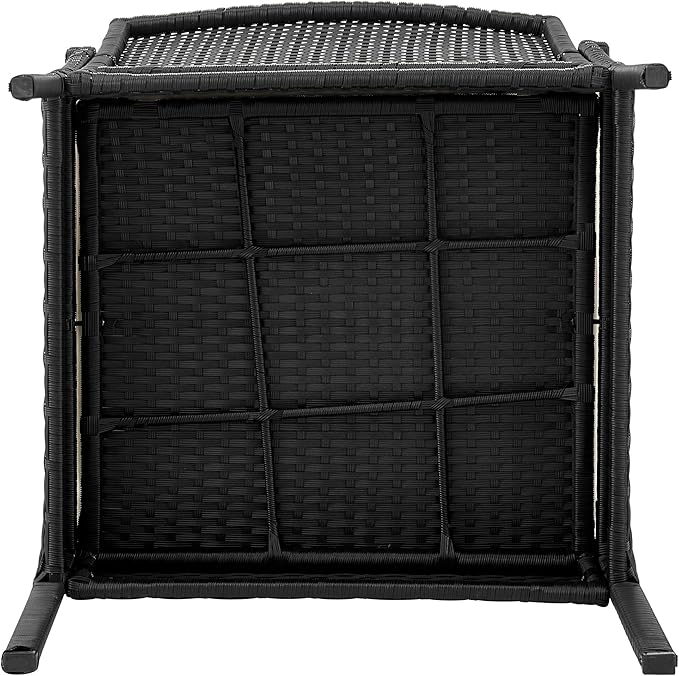 Manhattan Comfort Noli 4-Piece Patio Conversation Set, Outdoor Furniture Made of Steel Rattan | Includes 2 Modern Armchairs, Loveseat, Tempered Glass Coffee Table, Removable Waterproof Cushions, Cream