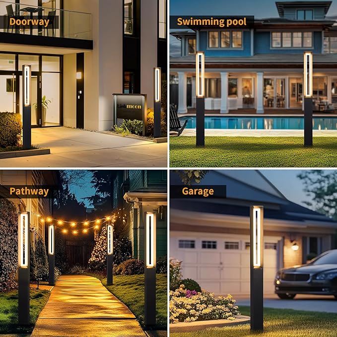Landscape Path Light, 71" Modern Outdoor LED Pathway Lights, IP65 Waterproof Bollard Lighting for Yard, Driveway, Lawn, Courtyard & Garden Decoration