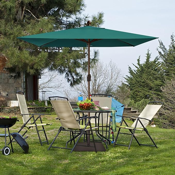 EliteShade USA 10-Year-Non-Fading 6.5x10Ft Rectangular Market Patio Umbrella, UPF 50+ UV Protection Performance Sun Umbrella, Heavy Duty Commercial Grade Outdoor Table Umbrella with Crank, Windproof Vented Top for Garden, Pool, Deck and Outdoor Playset...