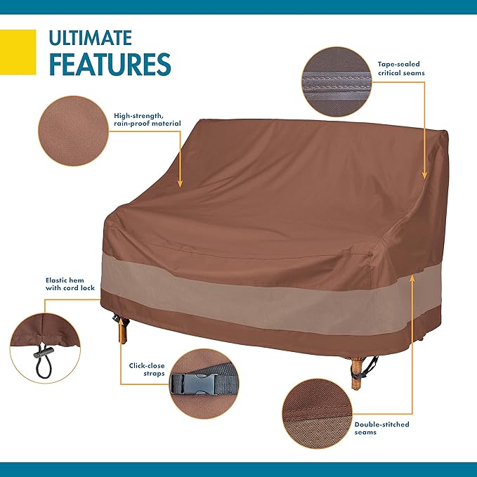 DUCKCOVERS ULV623835 Ultimate Patio Loveseat Cover, 62 "W x 38" D x 35" H, Mocha Cappuccino, Patio Furniture Covers