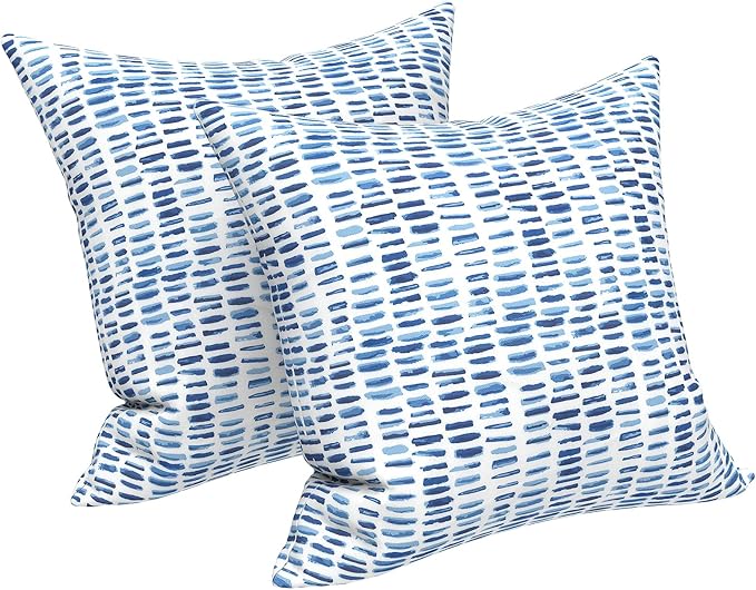 LVTXIII Outdoor Throw Pillows, Decorative Throw Pillows with Inserts, 16"x16" Square Pillows for Bed, Couch, Sofa and Patio Furniture, Set of 2, A Pebble Blue