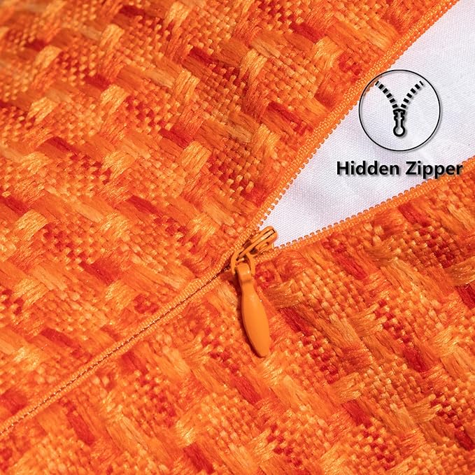 Kevin Textile Fall Outdoor Waterproof Throw Pillow Covers Pack of 2 Farmhouse Decorative Cushion Covers for Garden Patio Tent Balcony Bench Couch Sofa 20x20 Inch, Orange