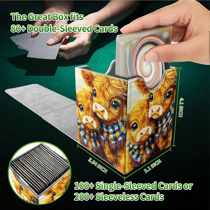 Scarf Scalper Card Deck Box for MTG, Personalized Card Storage Case Fits 120+ Sleeved Cards, Premium Leather TCG Box with Strong Magnetic Closure for Magic, CCG, PTCG, Baseball Cards