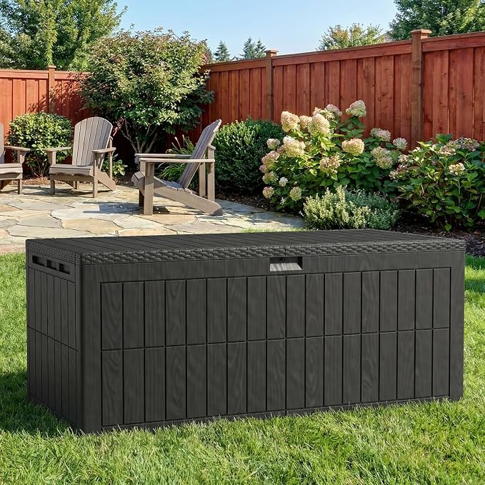 220 Gallons Large Outdoor Storage Box, Lockable Resins Deck Box, Lockable Deck Boxes for Patio, Poolside and Backyard