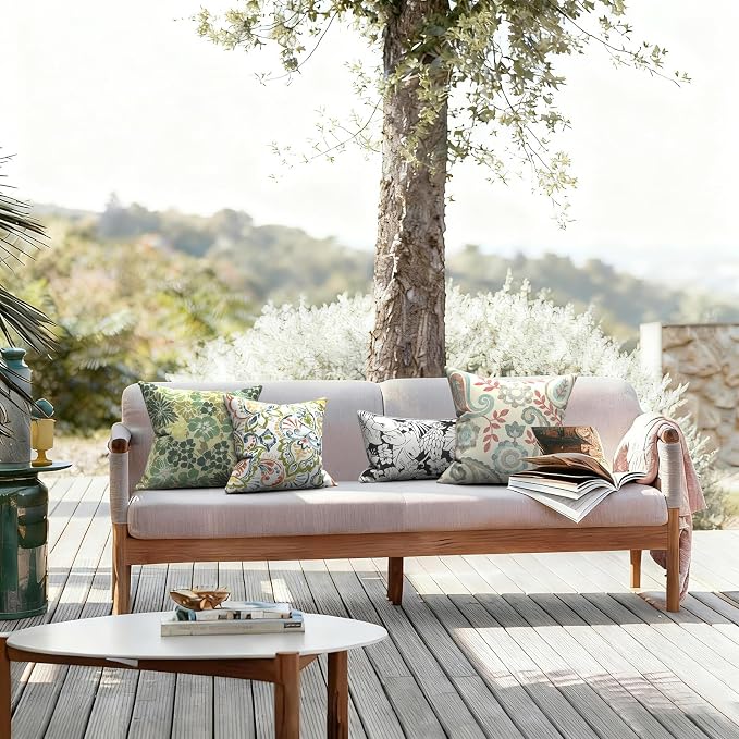 LVTXIII Outdoor Throw Pillows 16x16 Inch, Set of 2 Square Decorative Pillows with Inserts for Patio Furniture, Porch Chair, Garden Sofa, Paisley Botanical