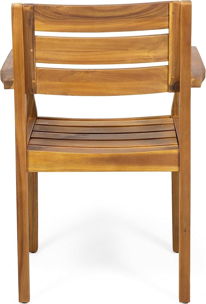 7-Piece Acacia Wood Outdoor Dining Set with 6 Chairs and Expandable Table, Teak Finish - Weather-Resistant Patio Furniture for Backyard, Garden, and Deck