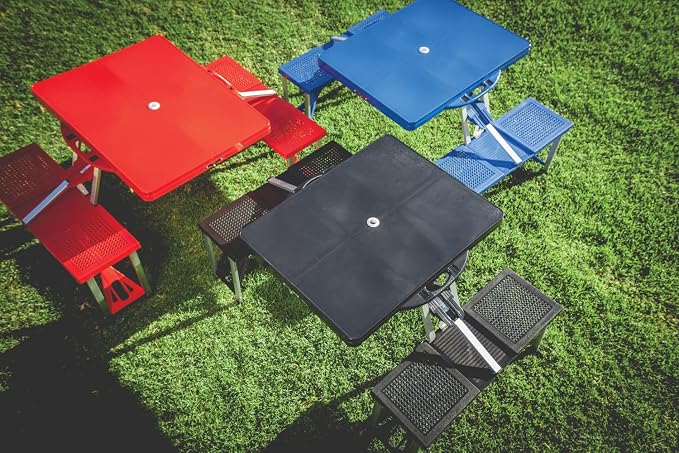 PICNIC TIME NCAA Texas Tech Red Raiders Folding Picnic Table - Camping Table - Outdoor Table with Umbrella Hole, (Red)