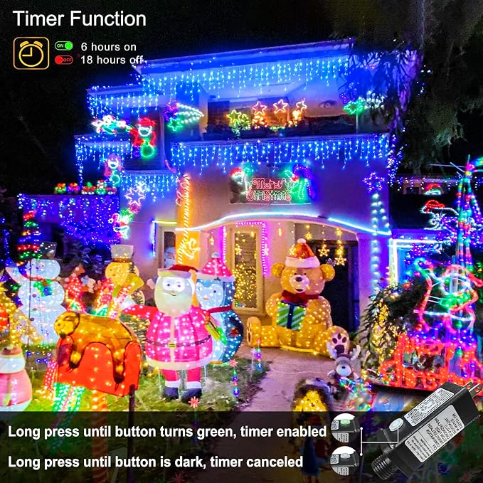 Blue Christmas Lights Outdoor Icicle Lights for Outside House 66ft 640 LED | Twinkle Lights Connectable 8 Modes Timer Plug in Waterproof for Home Holiday Eaves Patio Yard Party Room Xmas Decorations