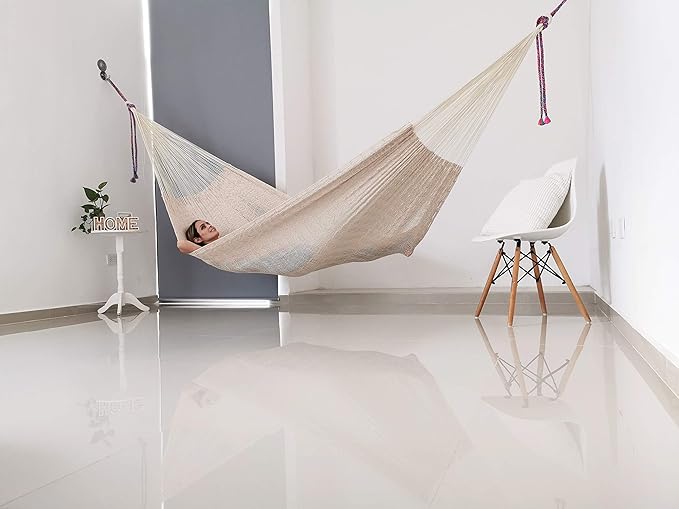 Traditional Mayan Hammock -Natural Hammock (Small) - Thick Nylon Thread