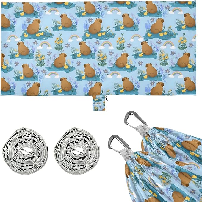 Camping Hammock Outdoor Hammocks for Outside Duck Capybara Lovely Beach Trees Portable Lightweight with Pockets Tree Straps Indoor