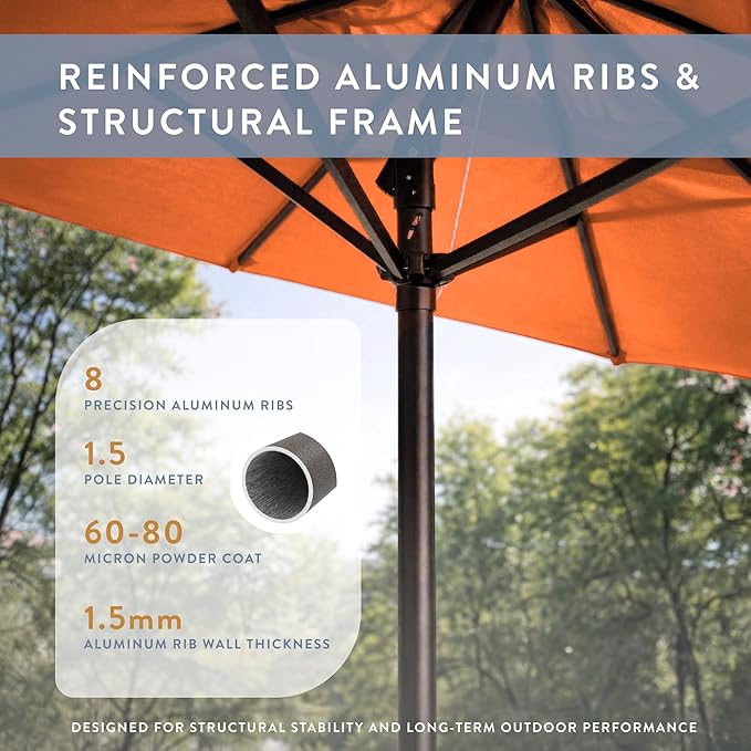 California Umbrella 10-Year Protection 9 Ft Outdoor Patio Umbrella, Pacifica Fade-Resistant Fabric, Auto-Tilt, Heavy Duty Aluminum Frame, 8 Reinforced Ribs for Pool or Deck, Bronze Pole, Tuscan