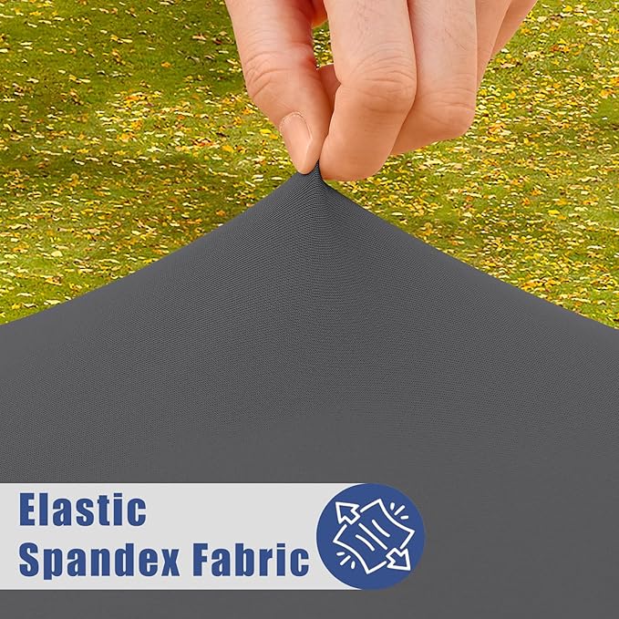 Moosfor Spandex 4 Foot Rectangle Table Cloth 2 Pack, Elastic Fitted Tablecloths for Picnic, Stretch Washable Patio Table Cover for Outdoor, Camping, Banquet and Parties (Dark Grey, 30"x48")