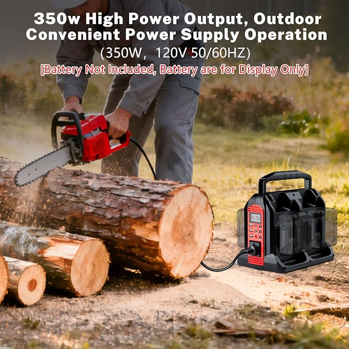 Power Inverter 4-Port for Milwaukee M18 18V Battery, 350W Power Supply Inverter Pure Sine Wave, Converter DC 18V to AC 120V for Outdoor & Emergency Power Supply [ Battery Not Included ]