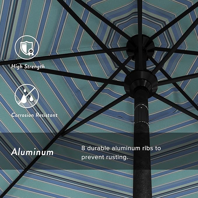 California Umbrella 7.5' Round Aluminum Market Umbrella, Crank Lift