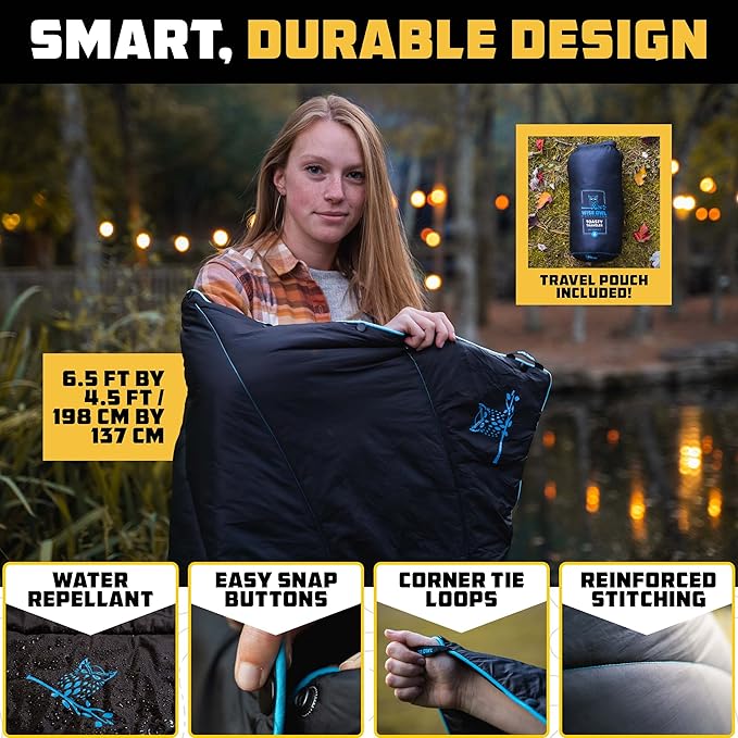 Wise Owl Outfitters Black Hammock with Pillow & Blanket - 400 lbs Capacity, 16 oz Weight, Waterproof Camping Accessories