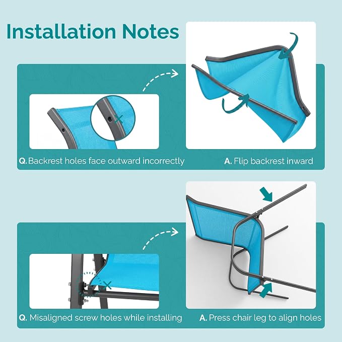 MAMIZO 7 Pieces Patio Dining Set for 6, Outdoor Table and Chairs w/Rectangle Glass Table and 6 Textilene Stackable Chairs, Patio Furniture Set w/1.69" Umbrella Hole (Grey Table & Sky Blue Chair)