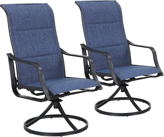 LOKATSE HOME Patio Chairs Set of 2, Outdoor Swivel Rocker Dining Chairs with Breathable Fabric and Powder Coated Steel Frame for Porch Balcony