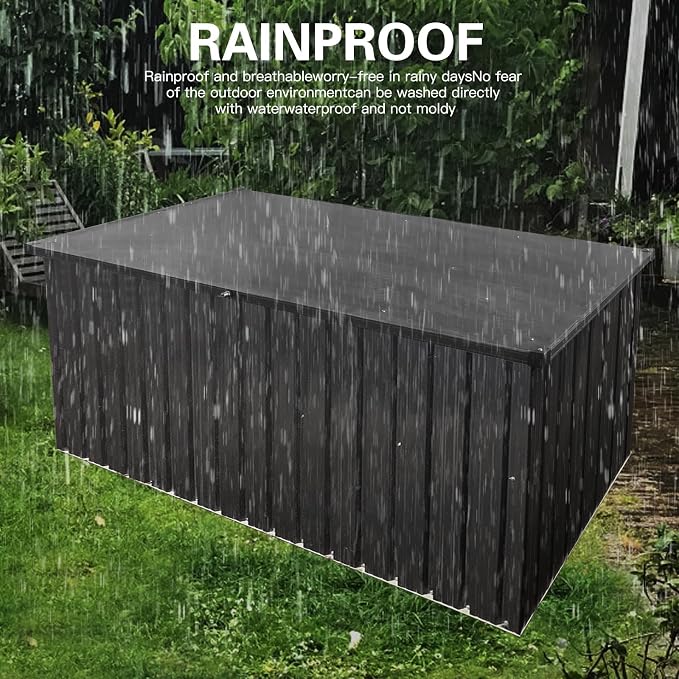 Heavy-Duty Outdoor Metal Storage Box Lockable Water-Resistant Deck Box for Patio Garden Tools Organization Rust-Resistant Outside Storage Box (M)