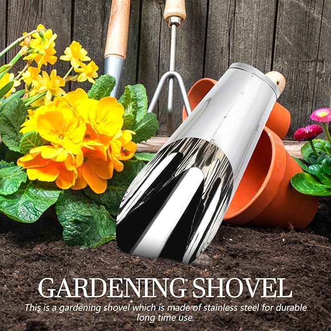 YARNOW Stainless Steel Garden Scoop Small Soil Scooper Handheld Planting Tool for Vegetables Flowers Indoor Outdoor Gardening 6.69In Portable Lightweight