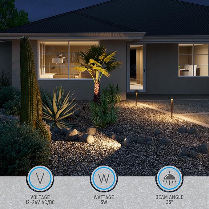 LEONLITE 5CCT LED Rock Lights Outdoor, 5W Low Voltage Landscape Spot Light for Garden, Yard, Decorative Stone Light, 12-24V AC/DC, CRI90, 200lm, IP65 Waterproof, Triangle, Dark Gray, Pack of 2