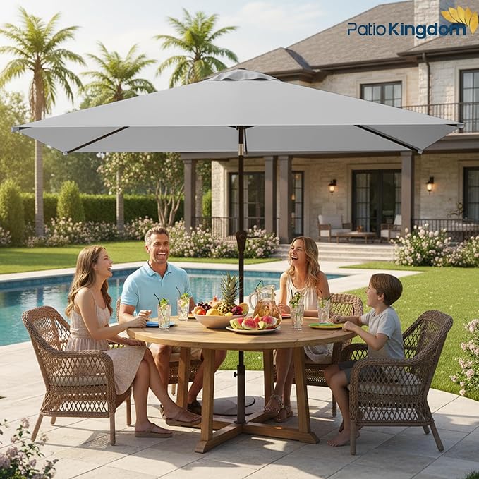 6.5'x10' Rectangular Patio Outdoor Umbrella,Large Coverage with Push-Button Tilt & UV Protection,Sturdy Ribs for Deck,Lawn,Pool,Backyard