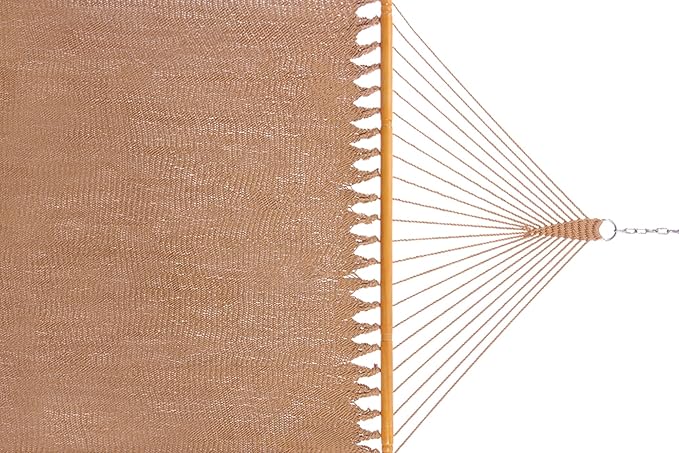 Double Saniwerke Caribbean Hammock, Hand-Woven with Wooden Spreader Bars, 79" Wide x 12 ft Long, Outdoor Indoor Use, Double Person Hammock for Patio Balcony Porch Relaxation, Soft Tan