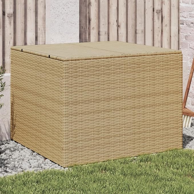 Gecheer Large Garden Storage Box, PE Rattan Outdoor Storage with Water-Resistant Bag, 77 Gallon Capacity for Patio, Balcony, and Deck