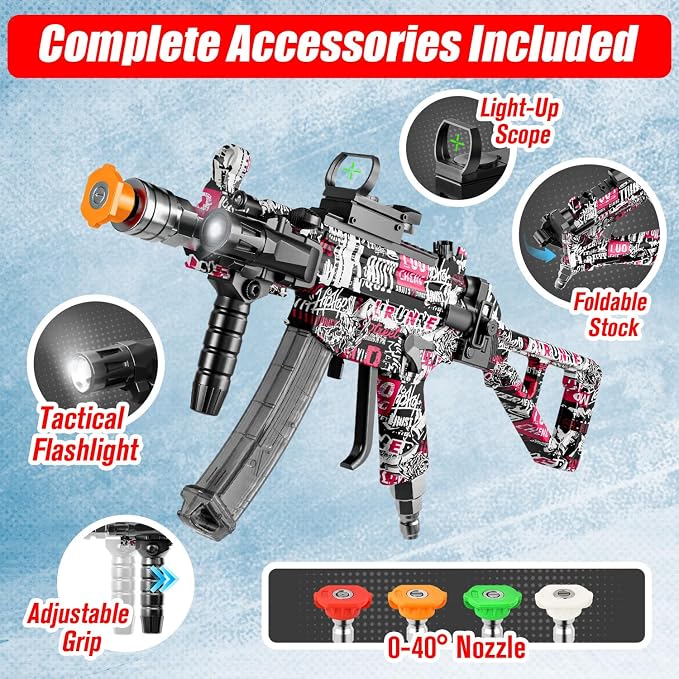 Swivel Pressure Washer Gun 3600 PSI – Easy Pull Trigger Handle with 3/8" Quick Connect Plug, Foam Cannon Compatible for Car, Home & Outdoor Cleaning (Black & Pink Graffiti)