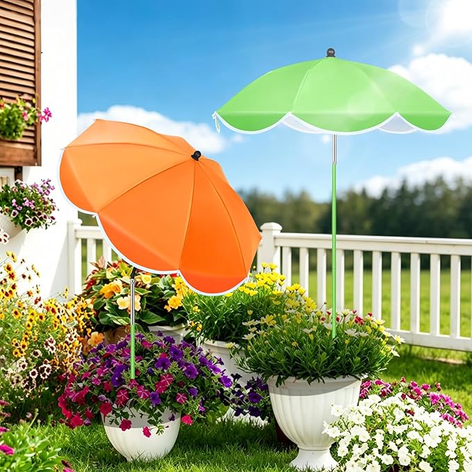 POILKMNI 2 Pack 2026 Upgraded Plant Umbrellas for Outdoor Plants - 25" Enlarged Garden Plant Umbrella Shade with Adjustable Angle, 43.3" Higher Sun Shade for Plants, Garden Beds, Potted Plant