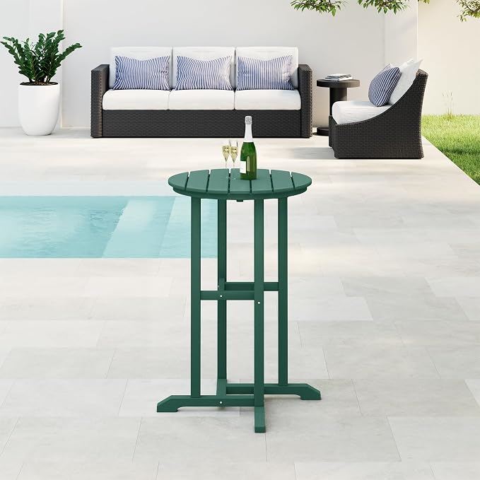 WestinTrends Malibu 37" Counter Height Round Outdoor Patio Bistro Bar Table, Dark Green
