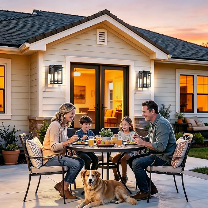 Outdoor Wall Light Fixtures 9.76'', Porch Lights Lantern, 2 Pack | Waterproof Exterior Modern Matte Black Wall Mount Lighting, Anti-Rust E26 Socket Outside Scones for Front Door Garage Patio