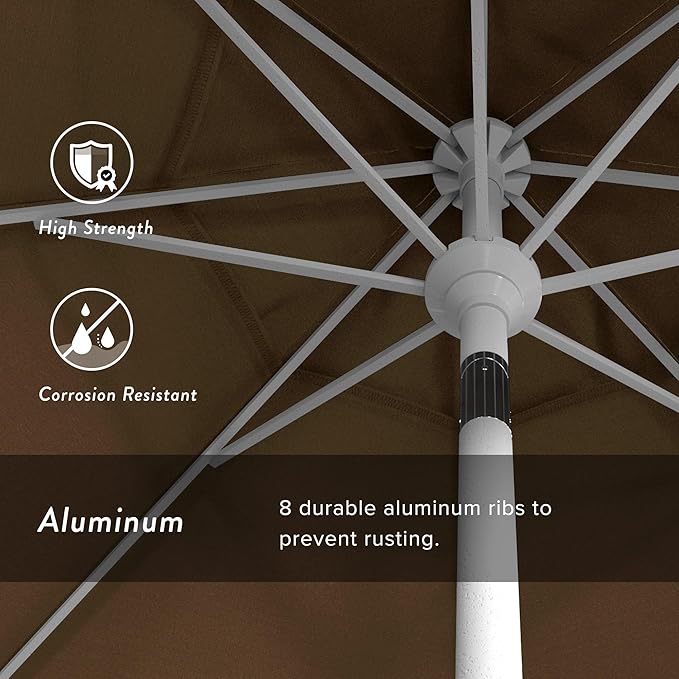 California Umbrella 7.5' Rd. Aluminum Patio Umbrella, Crank Lift, Collar Tilt, White