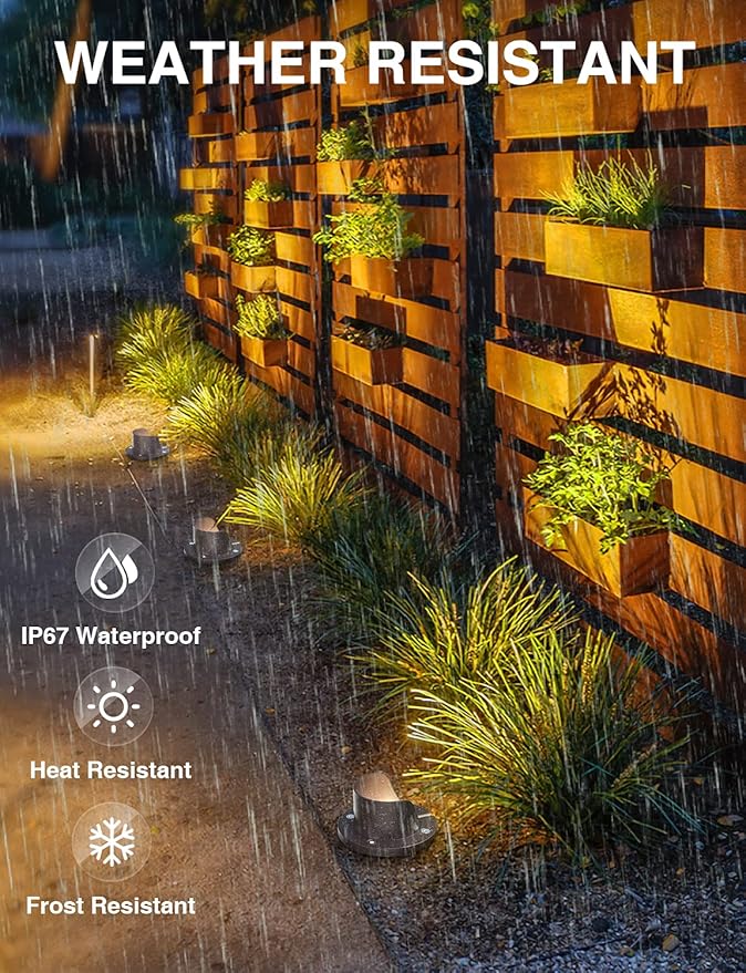 SUNVIE 12W Low Voltage Landscape Lighting Shielded Well Lights Landscape LED in Ground Waterproof 12V-24V Low Voltage Outdoor in Ground Lights with Connectors for Pathway Garden 2 Pack