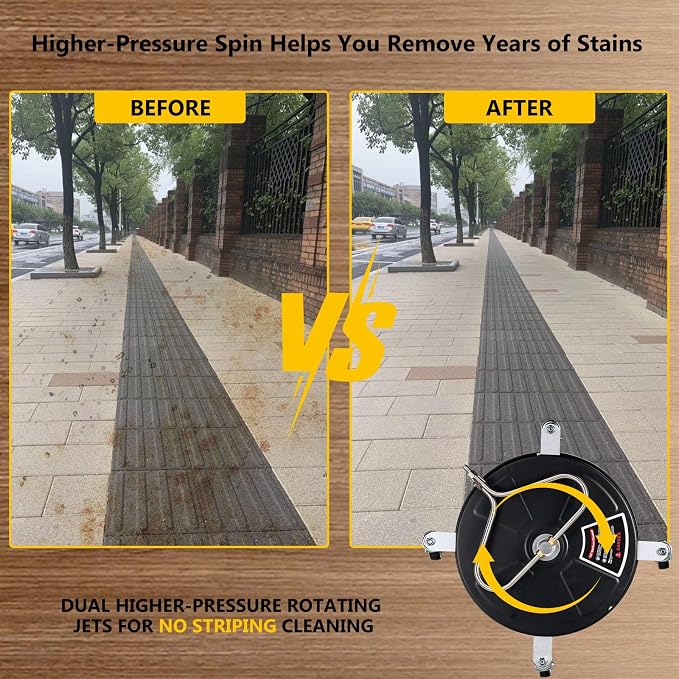 OCPTY 15" Pressure Washer Surface Cleaner with 4 Wheels 1/4" Quick Connector and Washer Accessories,4.0 GPM Pressure Washer Attachments for Concrete, Patio, Sidewalk, Deck and Driveways,4000 PSI