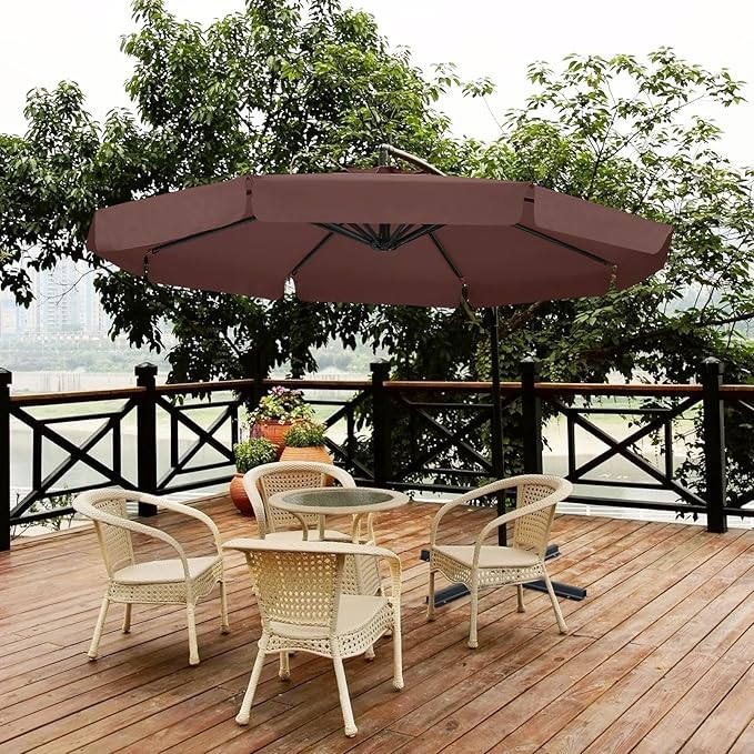 ABCCANOPY Premium Cantilever Patio Umbrellas 9FT (Brown)