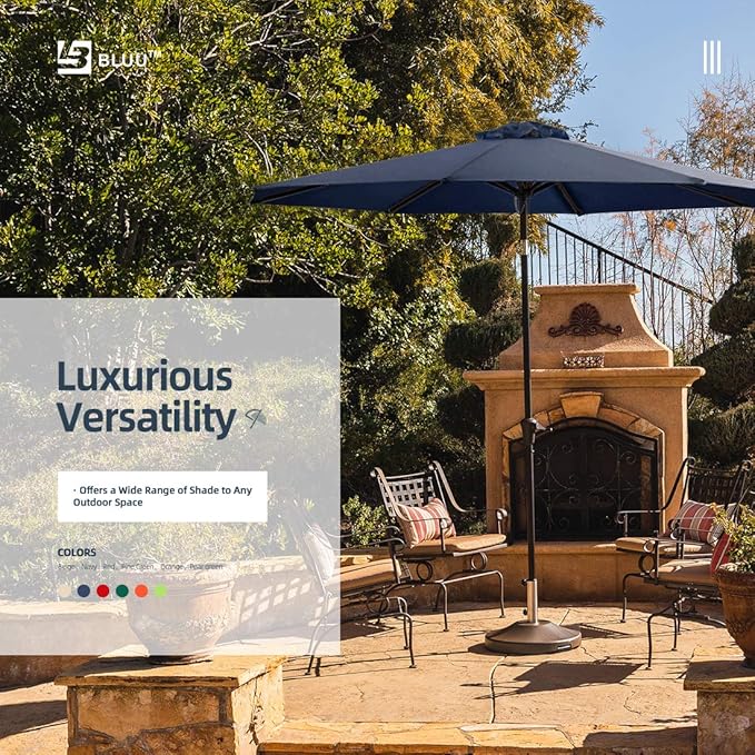 BLUU MAPLE Olefin Market Umbrella Patio Table Umbrella