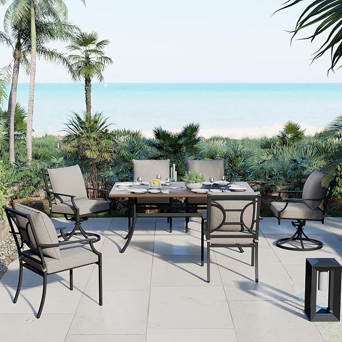 Grand patio 2-Piece Patio Dining Set for 2, Outdoor Dining Set for 2, E-Coated Outdoor Fixed Dining Set with Olefin Cushions