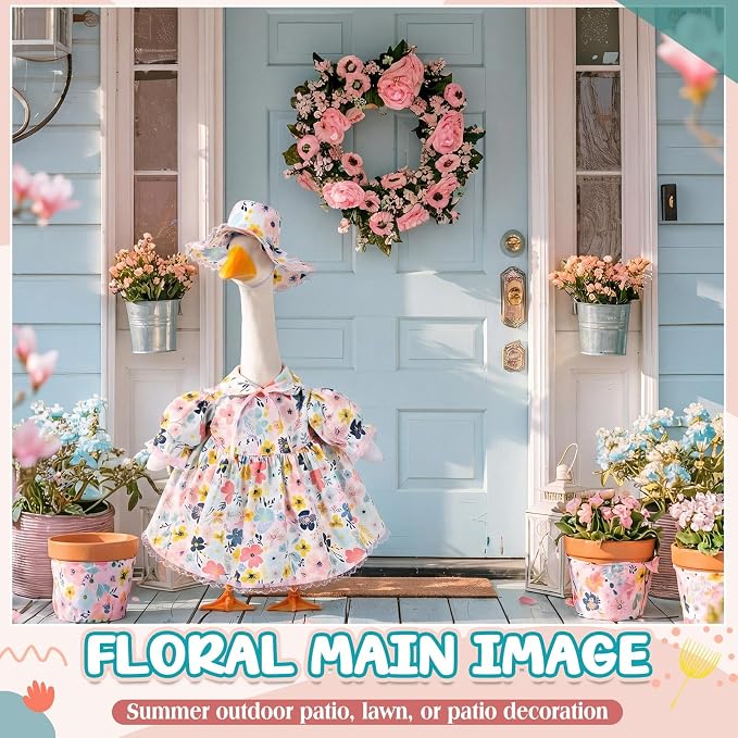 FuWeave Fall Porch Goose Outfit for Lawn Decor | Fits 23"/17" Lawn Plastic/Cement Statue Goose Costume Dress for Front Outdoor Courtyard Garden Patio Yard Decoration