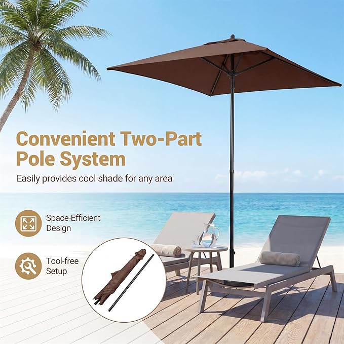 Giantex 5ft Square Patio Umbrella, Outdoor Table Umbrella with Push Bottom Tilt, 4 Sturdy Ribs, Fade Resistant & Waterproof Canopy, Market Umbrella for Deck, Pool, Backyard, Garden, Beach
