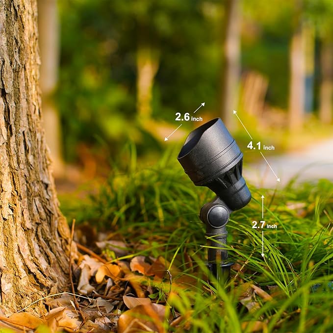GOODSMAN Landscape Lighting 2PK Low Voltage Landscape Lights Led Low Voltage Landscape Spotlights 4.5W 205 Lumen Floodlights with Cable Connectors Metal Stakes 9127-96603-02A Black