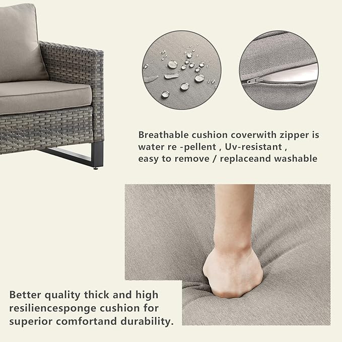 Rilyson Wicker Outdoor Couch Patio Sofa - 3 Seater Rattan Outdoor Patio Couch with Waterproof Wicker,Comfortable Cushions and Sturdy Metal Frame for Outside Porch Deck Backyard(Mixed Grey/Grey)