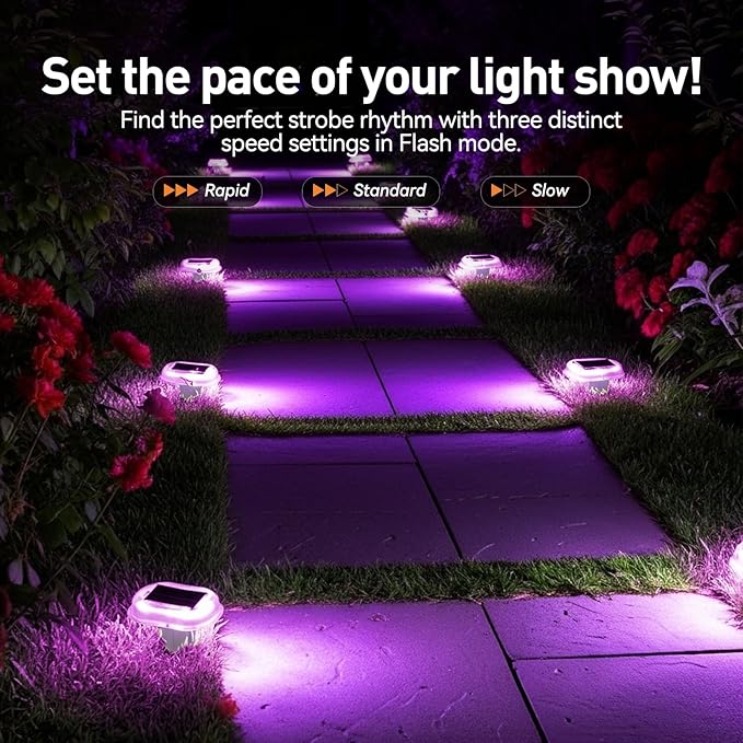 AGPTEK RGB Solar Deck Lights with Remote Control 12 Pack, One-Click Sync Group Control & 10 Light Modes & RGB Chasing, Outdoor Decorative Driveway Marker for Pathway, Dock, Step, Walkway, Yard, Garden