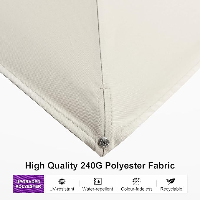 PURPLE LEAF 9' x 12' Rectangle Patio Cantilever Umbrella Large Hanging Umbrella Teak Finished Aluminum Frame Windproof Offset Outdoor Sun Umbrellas for Beach Pool Deck, Cream