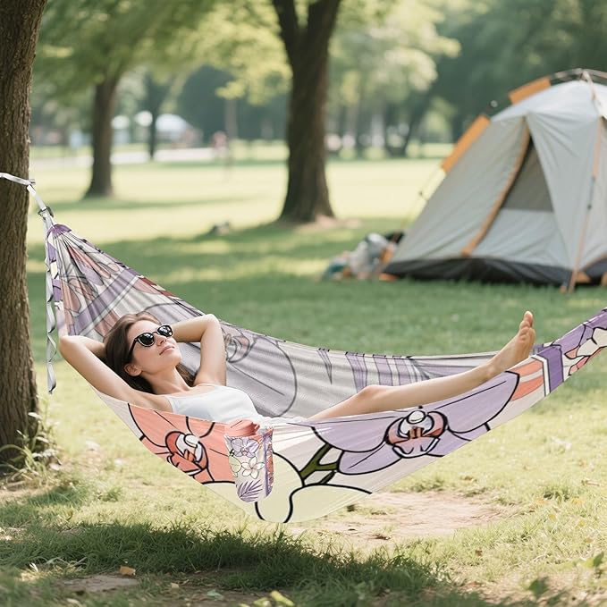 Orchid Bouquet Hammocks for Camping with Portabl Carry Bag Portable Hammock Indoor Outdoor Patio