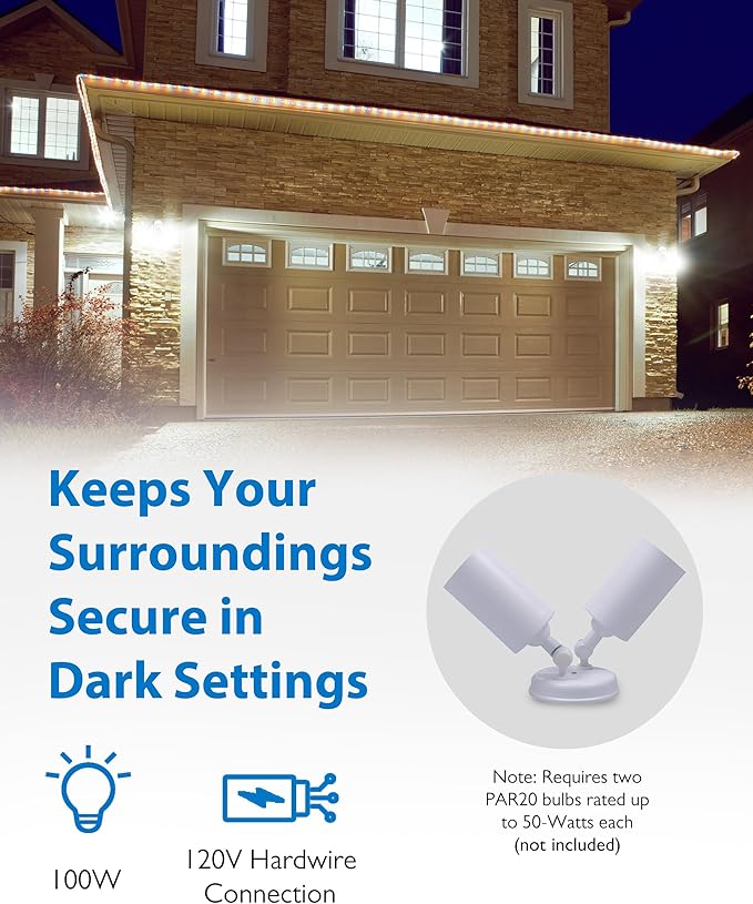 Outdoor Flood Light Fixture - Spot Lights Outdoor Security Light Fixture, Adjustable Double Cylinder Head, 100W, 120V, Weatherproof, Heavy-Duty Aluminum - White Flood Light by NICOR Lighting