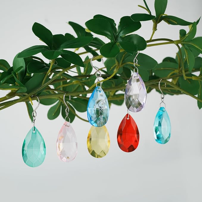 10pcs 38mm Crystal Suncatcher Pendants Chandelier Parts Decor | Crystal Sun Catcher, 38mm Hanging Crystal, Chandelier Parts, Prism Pendants with Hook, Crystal Christmas Ornaments Home Decor