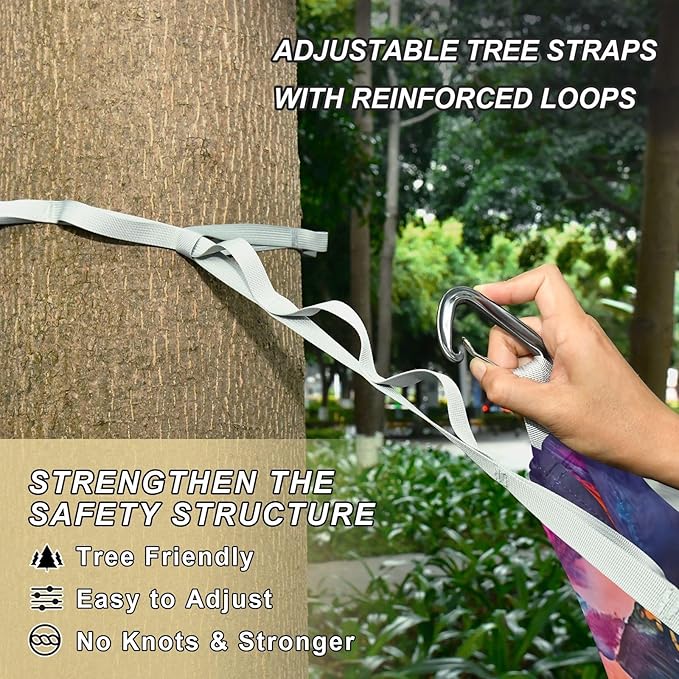 Hammocks for Outside Tie Dye Pattern Camping Hammock Portable Hammocks with Tree Straps and Carry Bag Camping Accessories for Hiking Beach Outdoor